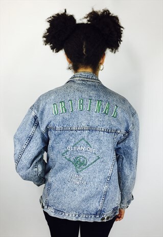 VINTAGE EMBROIDER OVERSIZED DENIM JACKET