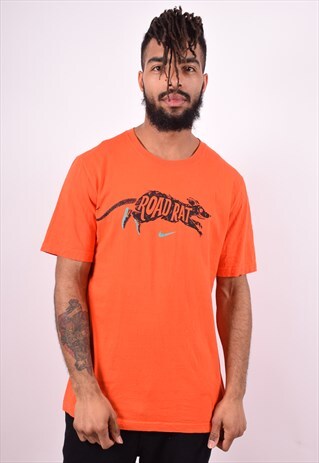 NIKE MENS VINTAGE T-SHIRT TOP LARGE ORANGE 90'S