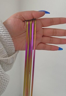 SERPENTINE CIRCUS. Rainbow Snake Herringbone Chain Necklace