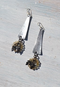 Handmade hammered aluminum/glass crystal beaded earrings