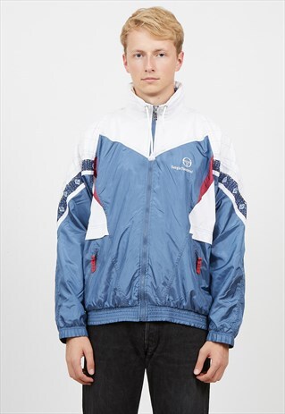 VINTAGE BLUE WHITE SERGIO TACCHINI BOMBER SHELL JACKET