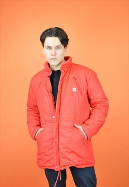 Vintage red classic long puffer jacket