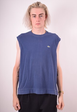 LACOSTE MENS VINTAGE VEST TOP XXL BLUE 90S