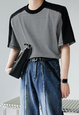 Men's Premium Shoulder Pad Striped T-Shirt S VOL.4