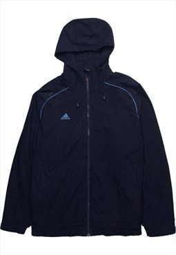 Vintage 90's Adidas Windbreaker Hooded Full Zip Up Navy Blue