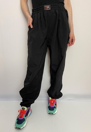 VINTAGE 90S BLACK SPORT TRACK PANTS