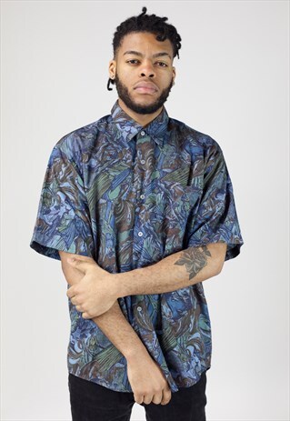 VINTAGE 90S PATTERNED SILK SHIRT