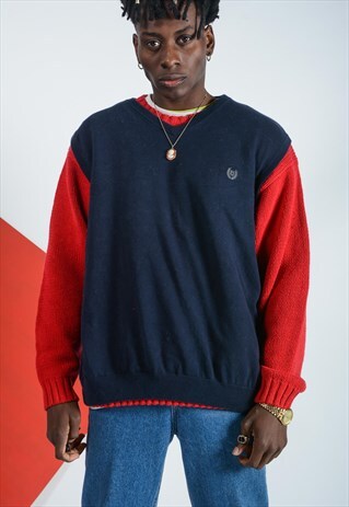 VINTAGE CHAPS SLEEVELESS JUMPER IN NAVY.