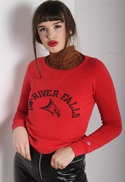 Vintage Champion Fitted College Sweatshirt Red