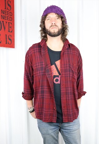 VINTAGE CHECK FLANNEL OVERSIZED GRUNGE INDI WINTER SHIRT