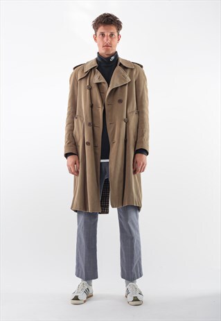 VINTAGE AQUASCUTUM DOUBLE BREASTED COAT 90S BEIGE