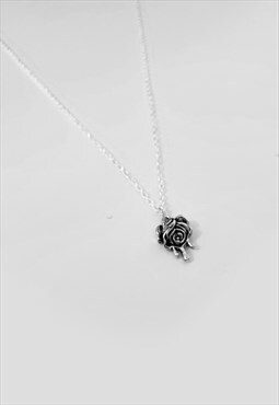 54 Floral Rose Flower Pendant Necklace Chain - Silver