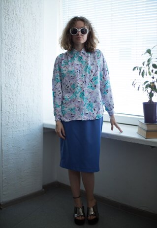 VINTAGE 90'S MULTI COLOUR FLOWER PATTERNED SHIRT