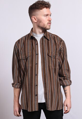 VINTAGE CORDUROY CORD STRIPED SHIRT