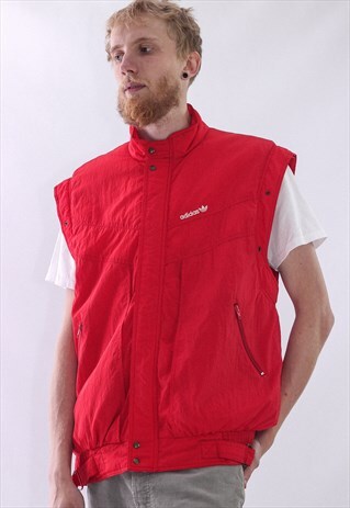 VINTAGE MENS ADIDAS ORIGINALS LOGO GILET VEST JACKET