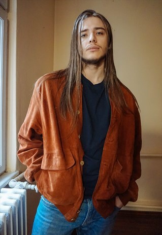 VINTAGE BROWN SUEDE BOMBER