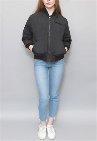 VINTAGE 1990'S REVERSIBLE QUILTED BLACK BOMBER JACKET