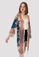 Vintage Style White Burnt Velvet Beaded Duster Coat Kimono