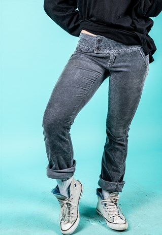 VINTAGE BOOT CUT JEANS IN GREY CORDUROY