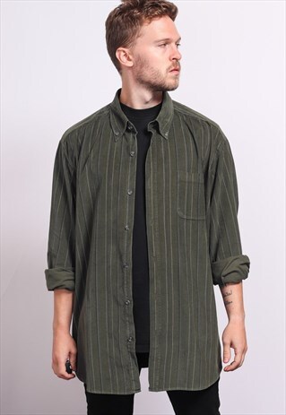 VINTAGE CORDUROY CORD SHIRT GREEN