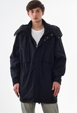 VINTAGE MOSCHINO FIELD PARKA COAT 90S BLACK