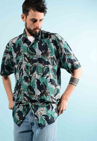 VINTAGE ABSTRACT SILK SHIRT