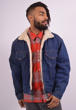 VINTAGE LEVI'S SHERPA DENIM JACKET BLUE
