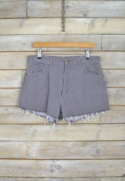 Vintage WRANGLER High Waist Denim Shorts Grey W34 BR2540