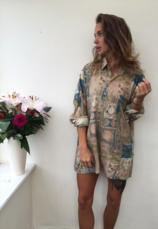 CRAZY PATTERN OVERSIZED UNISEX RETRO VINTAGE FESTIVAL SHIRT