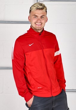 Vintage Nike Track Jacket in Red Zip Up Sports Jumper Large