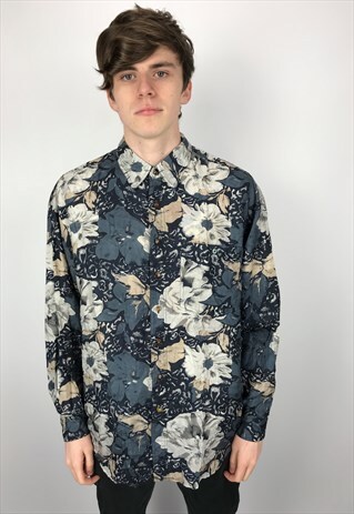90S VINTAGE SILK PATTERNED FESTIVAL SHIRT