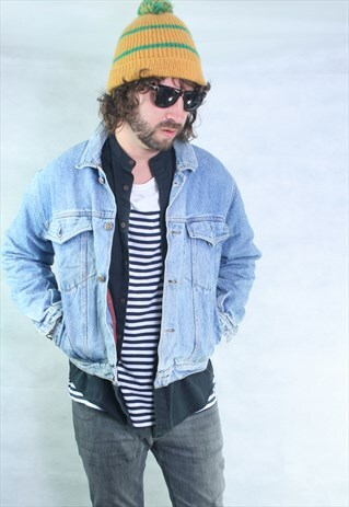 VINTAGE 80'S USA DENIM LINED WINTER OVERSIZED JACKET