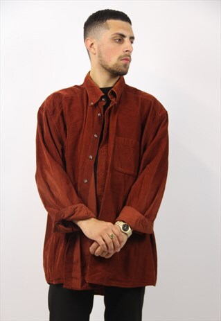 VINTAGE CORD DARK ORANGE SHIRT