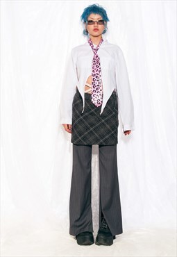 Vintage Skirt Y2K Plaid Punk Mini in Grey Wool