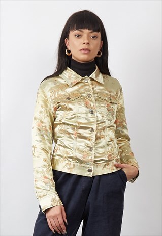 VINTAGE 90'S CHINESE-INSPIRED GOLD SATIN JACKET