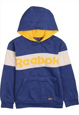 Reebok 90's Spellout Pullover Hoodie Small Blue
