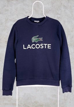 Vintage Lacoste Blue Sweatshirt Spell Out Logo Small