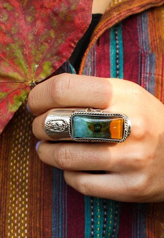 ADJUSTABLE OMBRE BOHO GLASS RING