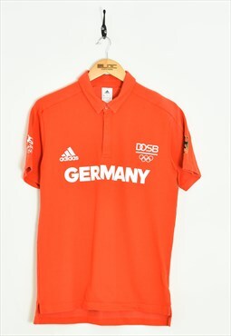 Vintage Adidas Germany Polo T-Shirt Red Medium 