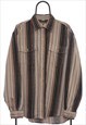 Vintage Bygen Striped Beige Corduroy Shirt Womens