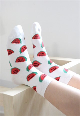 WATERMELON PRINTED SOCKS - WHITE