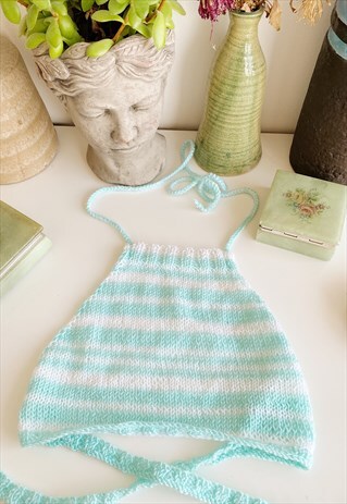 70S STYLE BOHO FESTIVAL CROCHET JAZZY HALTER CROP TOP
