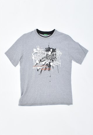 VINTAGE 90'S BENETTON T-SHIRT TOP GREY