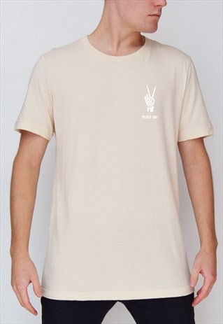 BEIGE PEACE OUT (WHITE) T-SHIRT