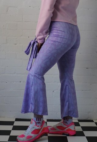 SNAKESKIN FLARES IN PURPLE
