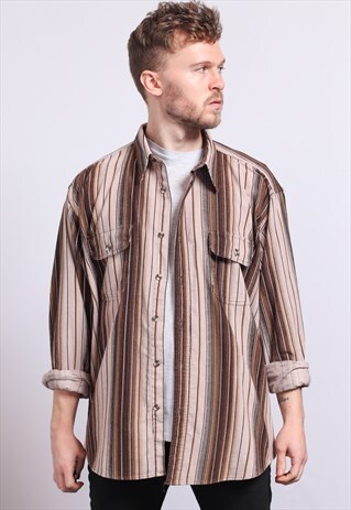 VINTAGE CORDUROY CORD STRIPED SHIRT