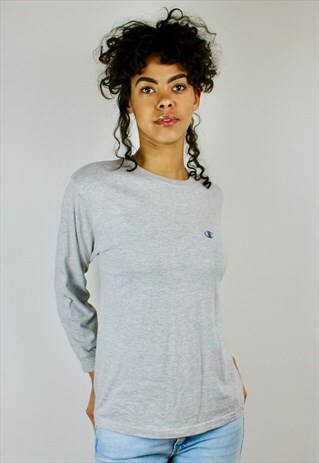 VINTAGE 90S CHAMPION LONG SLEEVED LOGO T-SHIRT BLACK
