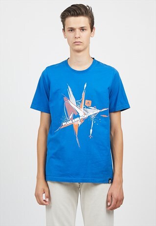 90S VINTAGE BLUE ADIDAS LOGO CREW NECK T-SHIRT