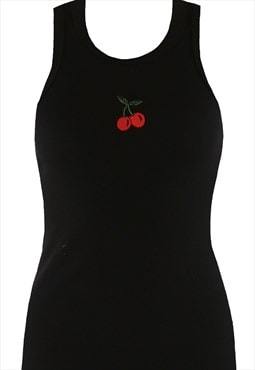 Cherry Muscle Back Vest In Black
