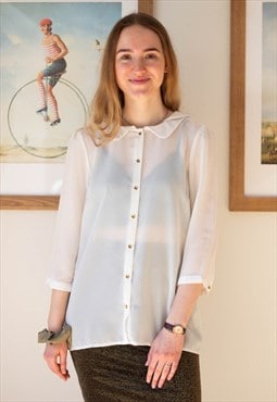 Cream peter pan collar shirt